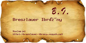 Breszlauer Ibrány névjegykártya